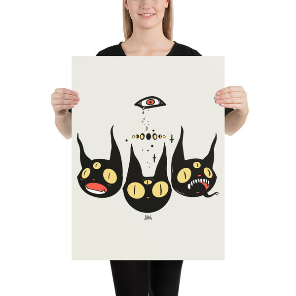 Three Black Cats, Matte Art Print Poster