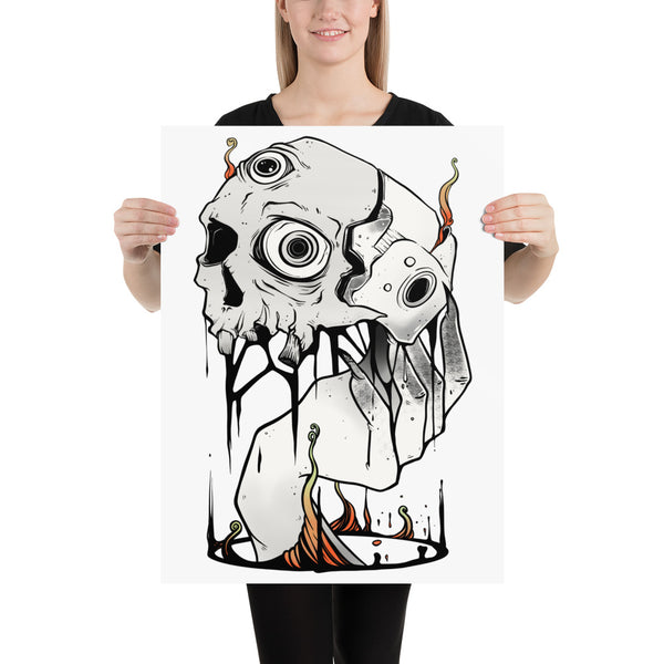 Skull And Hand, Matte Art Print Poster