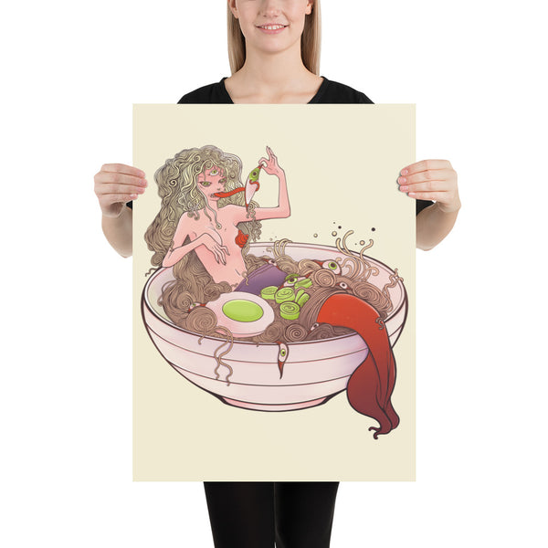 Mermaid Ramen, Matte Art Print Poster