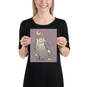 Cat With Whale, Matte Art Print Poster