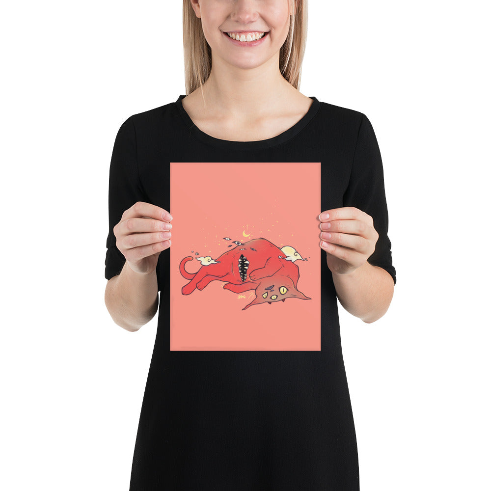 Tummy Trap Cat, Matte Art Print Poster