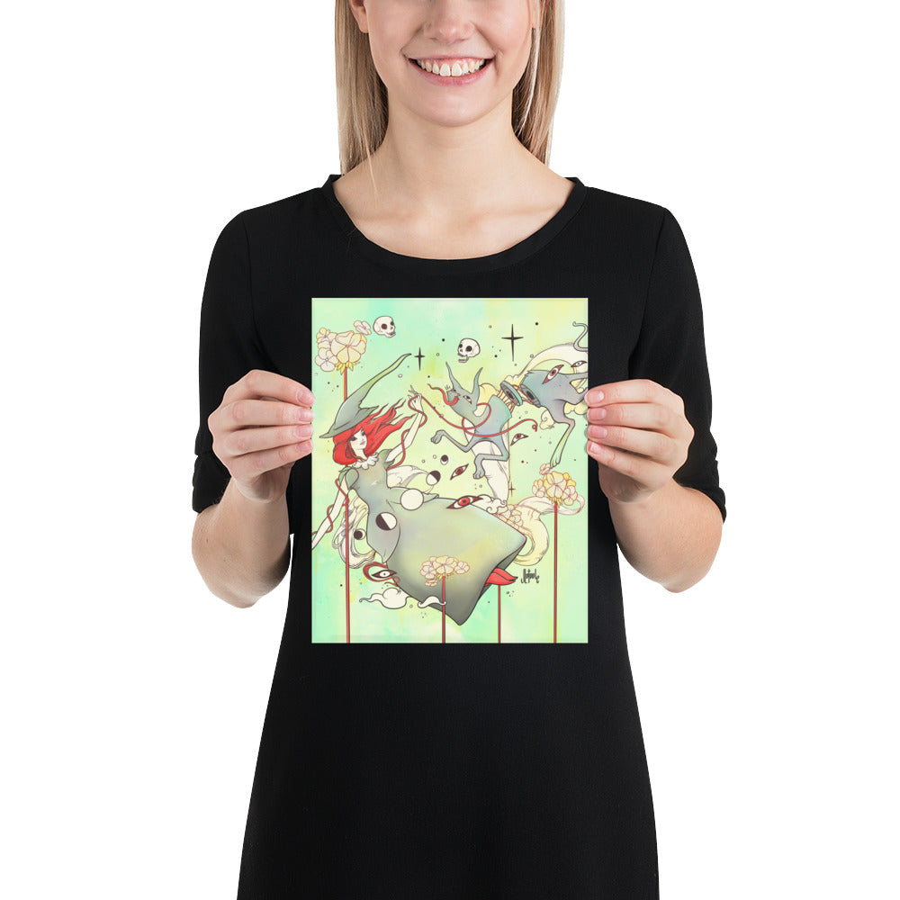 Witch And Cat, Matte Art Print Poster
