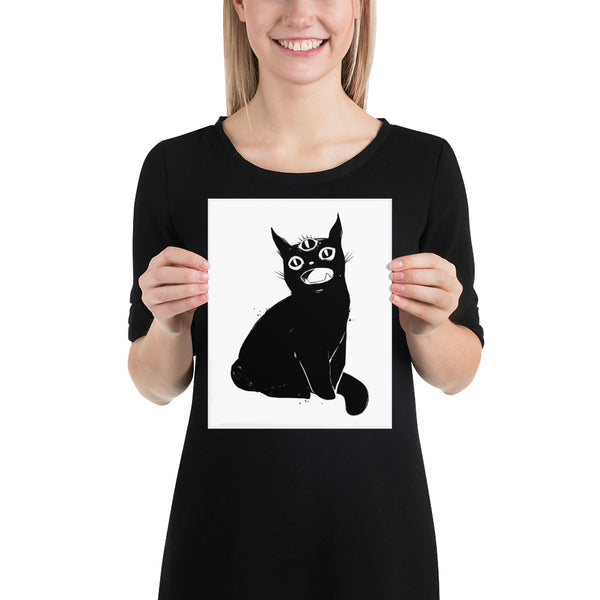 Black Cat With Third Eye, Matte Art Print Poster