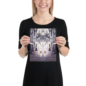 art print of a witch and wolf