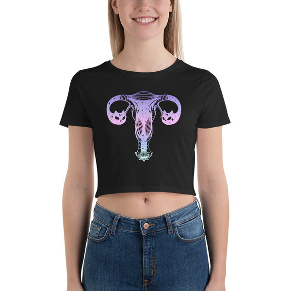 Uterus Ovaries With Cats, Women’s Crop Top