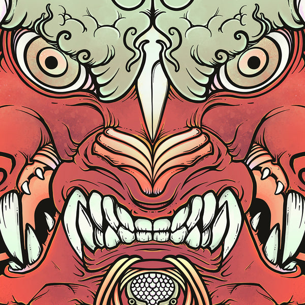 Oni Demon Face, Matte Art Print Poster