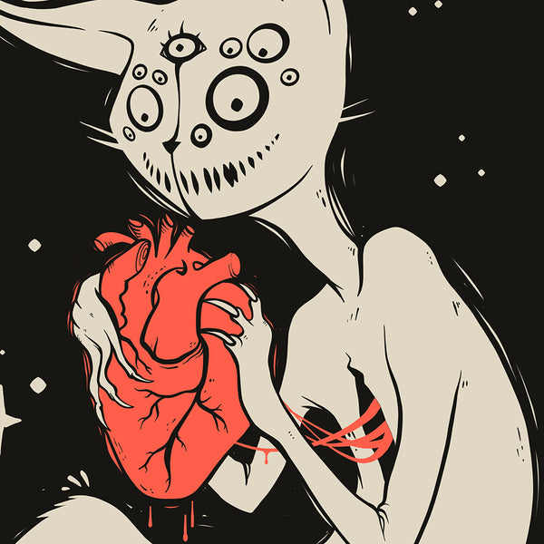Cat And Heart, Matte Art Print Poster