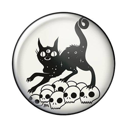 Cat On Skulls, 1-Inch Pin Button