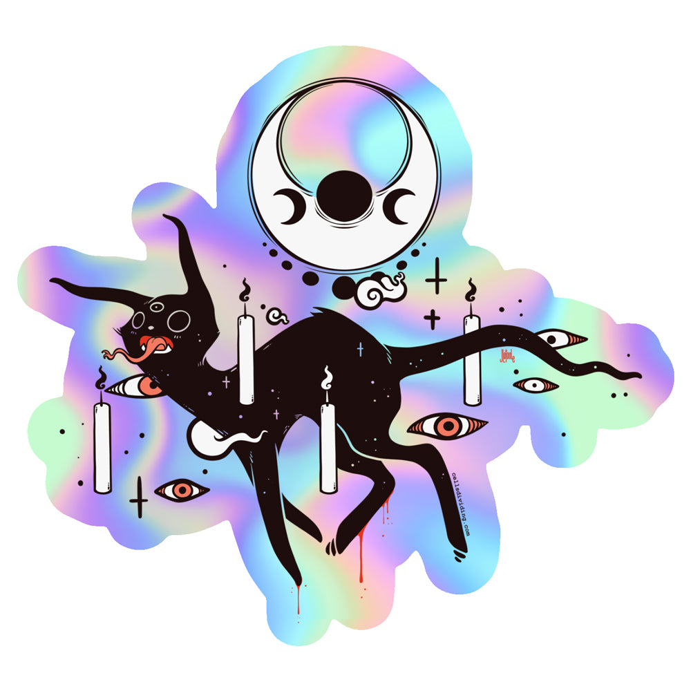 Spooky Cat, Holographic Sticker