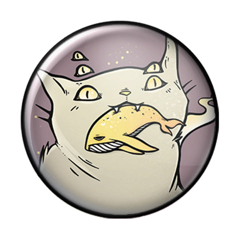 Cat And Whale, 1-Inch Pin Button