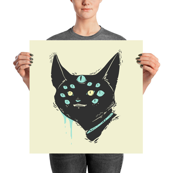 Many-Eyed Cat Monster Matte Art Print