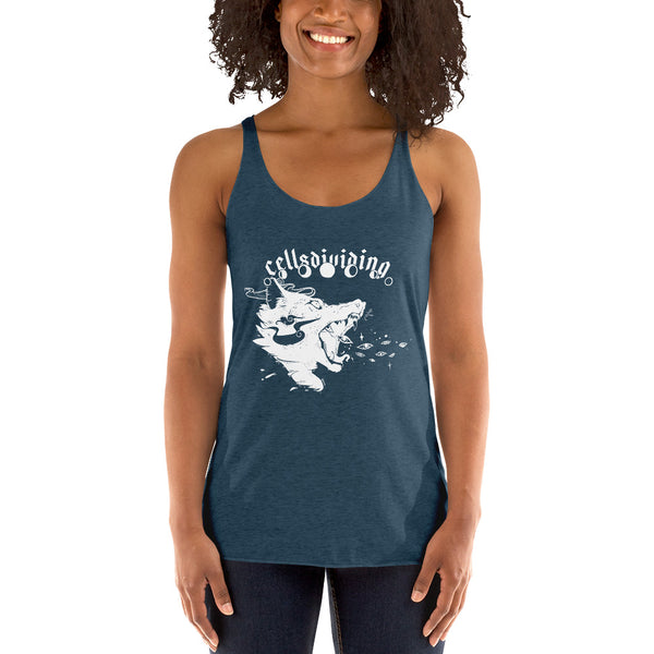Wolf, Ladies Racerback Tank Top, Indigo