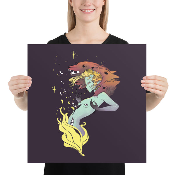 Witch And Wolves, Matte Art Print Poster