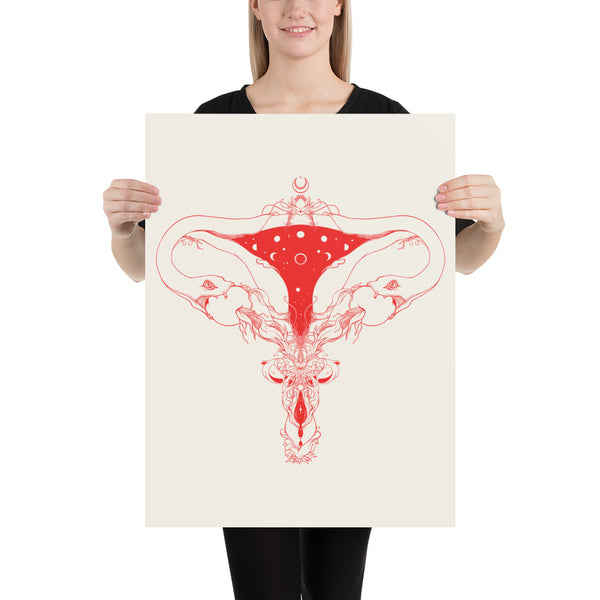 Snake Uterus Lilith, Outlines, Matte Art Print Poster