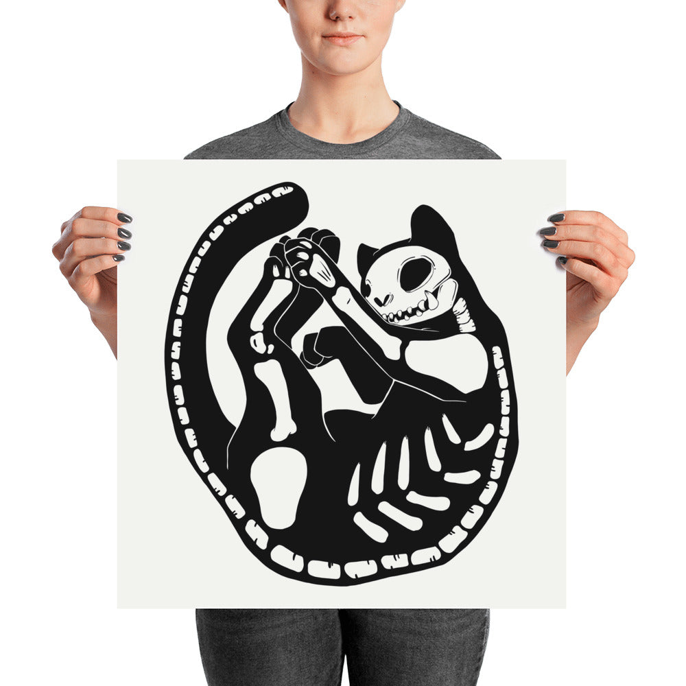 Black Cat Skeleton Matte Art Print Poster