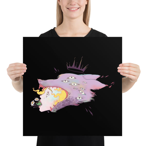 Girl And Wolf King, Matte Art Print Poster
