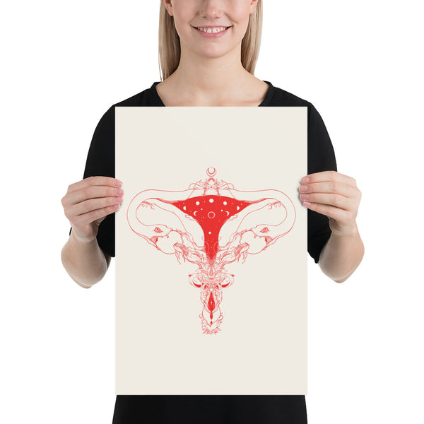 Snake Uterus Lilith, Outlines, Matte Art Print Poster