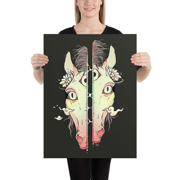 Split Face Horse, Matte Art Print Poster