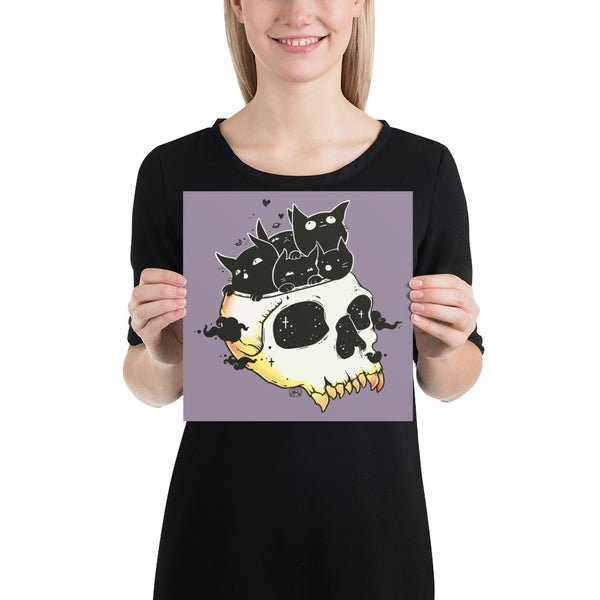 Skull Full Of Cats, Matte Art Print Poster