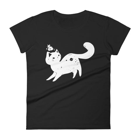 Space Cat, Ladies T-Shirt, Black