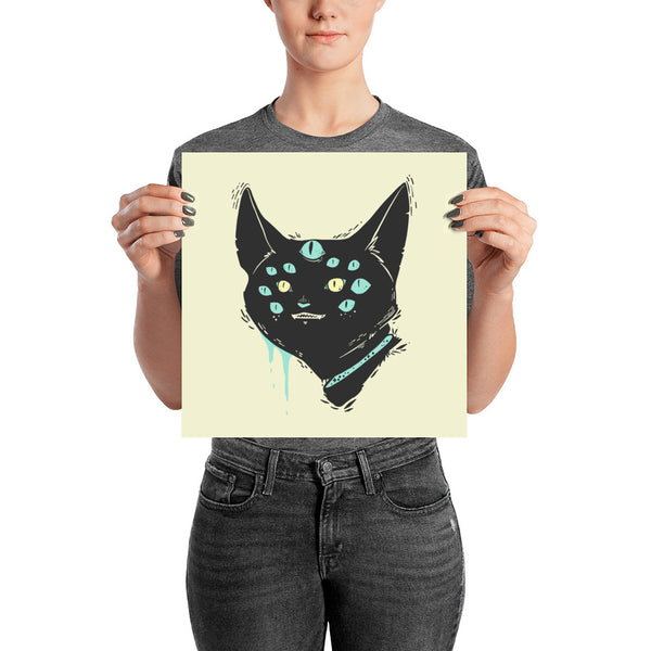 Many-Eyed Cat Monster Matte Art Print