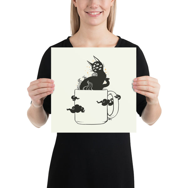 Cat In Coffee Mug, Matte Art Print Poster