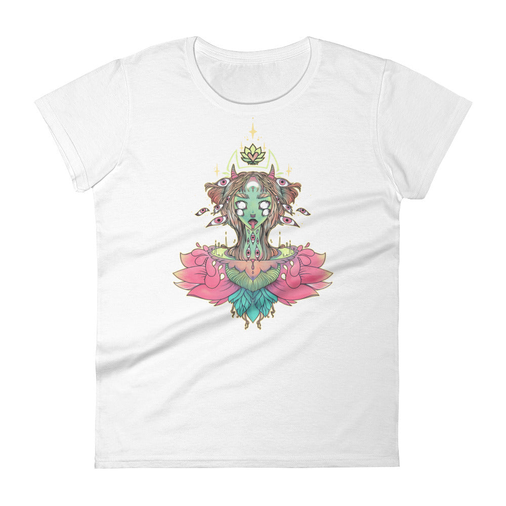 Sacred Lotus Monster, Ladies T-Shirt, White