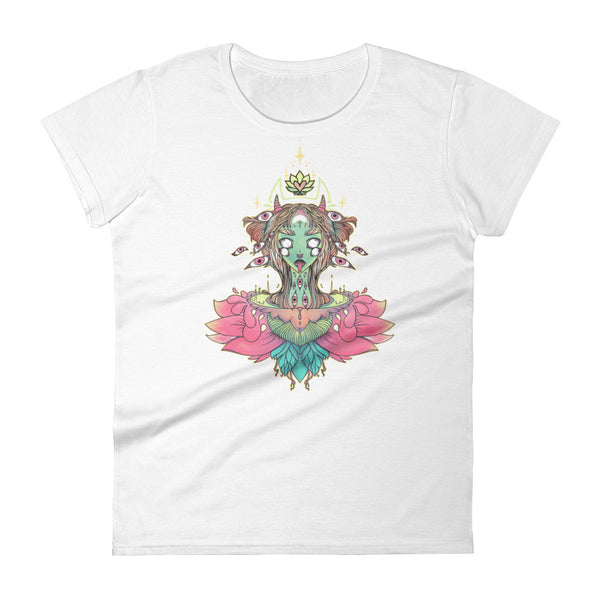 Sacred Lotus Monster, Ladies T-Shirt, White