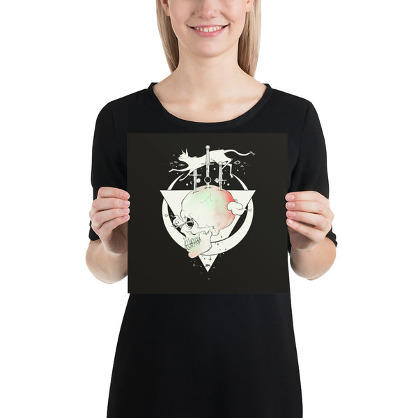 Cat And Skull, Matte Art Print Poster