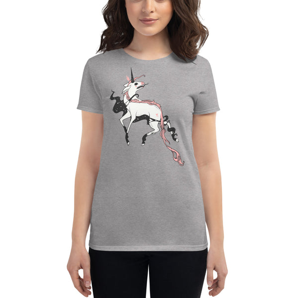 Strange Unicorn, Ladies T-Shirt, Heather Grey
