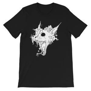 Split-Faced Cat, Unisex T-Shirt, Black
