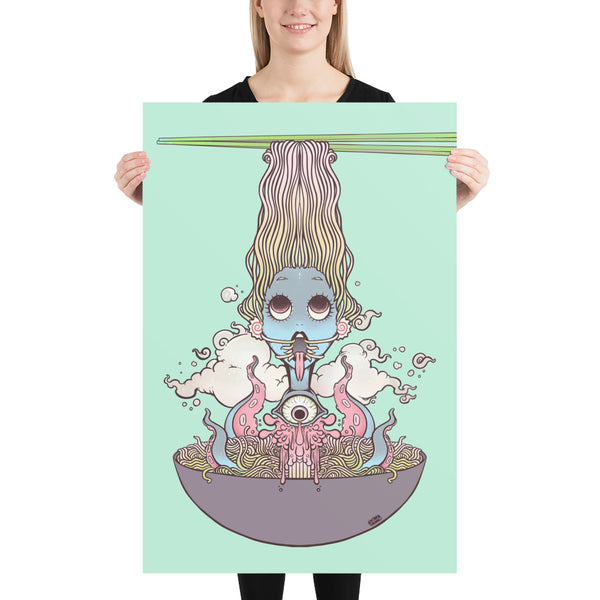 Ramen Noodle Girl, Matte Art Print Poster