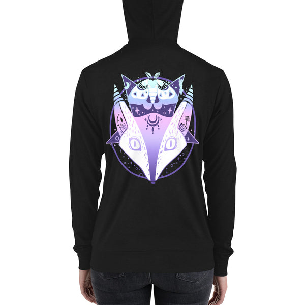 Fox Pentagram, Unisex Lightweight Hoodie, Black