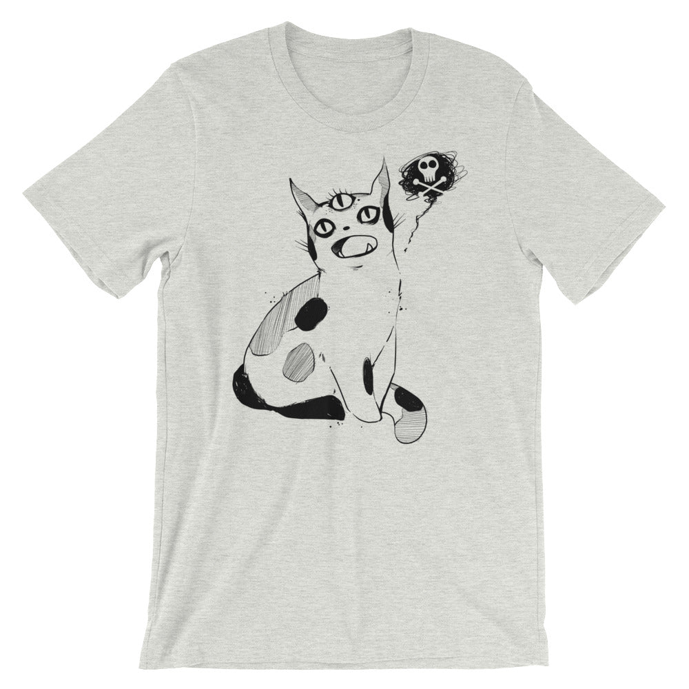 Strange Cat Shirt, Unisex T-Shirt, Ash White-Unisex T-Shirts-CellsDividing