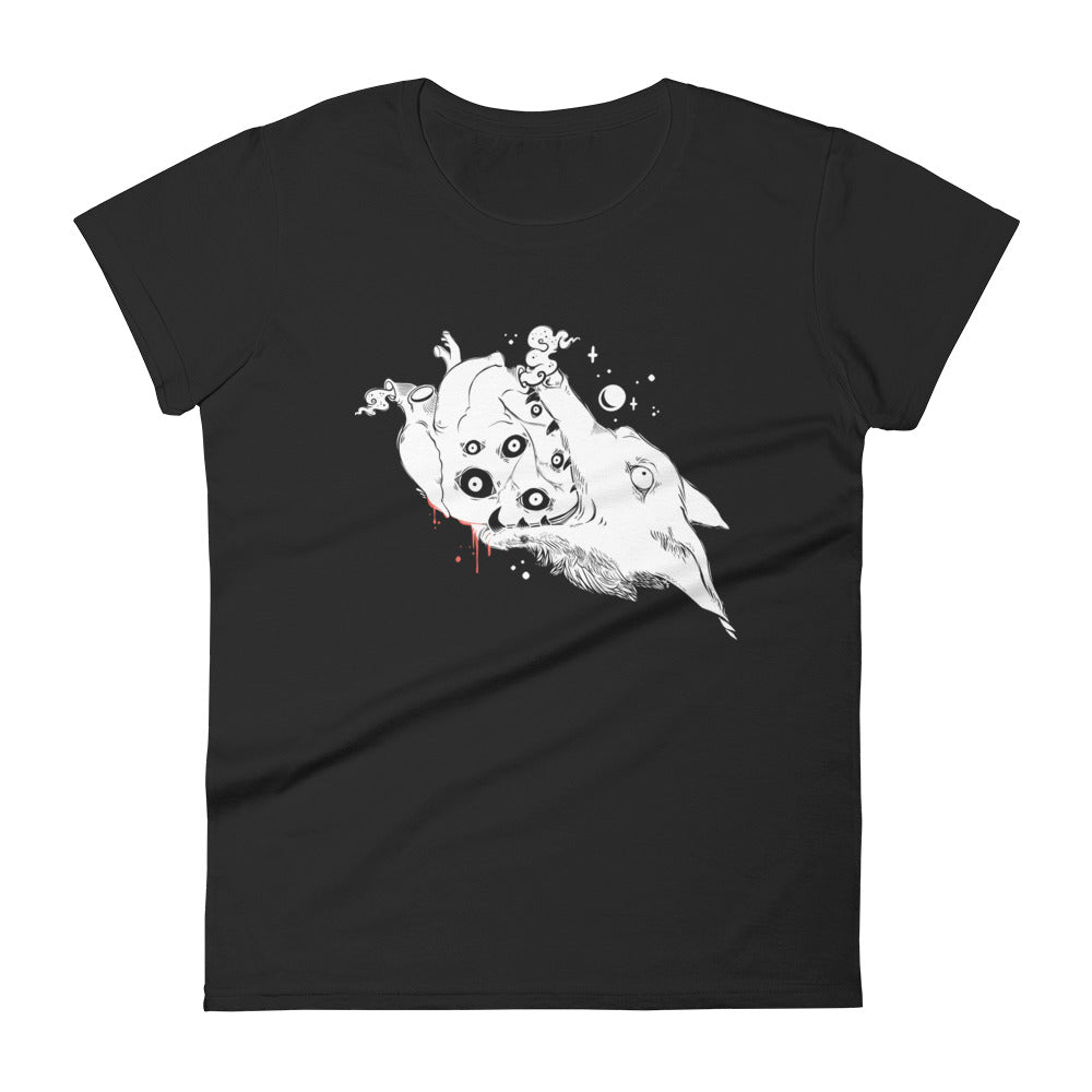 Wolf Eating Anatomical Heart, Ladies T-Shirt