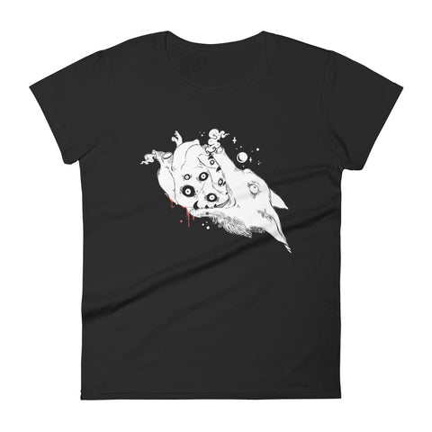 Wolf Eating Anatomical Heart, Ladies T-Shirt, Black