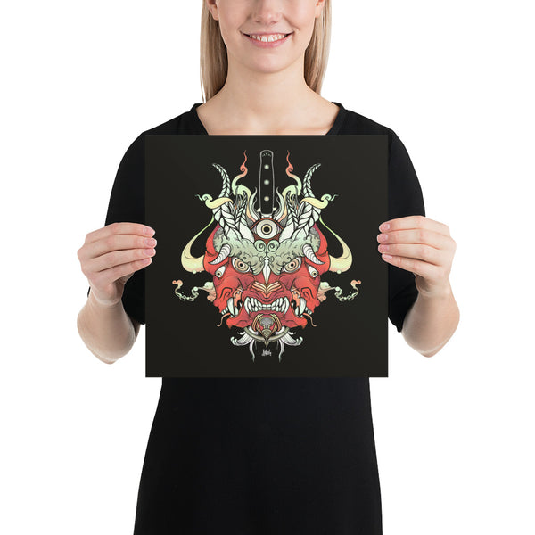 Oni Demon Face, Matte Art Print Poster