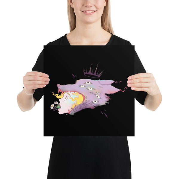 Girl And Wolf King, Matte Art Print Poster