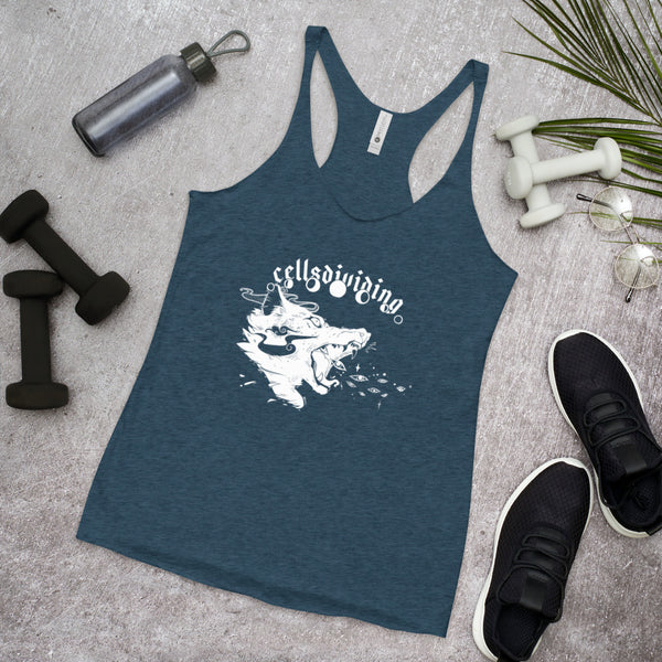 Wolf, Ladies Racerback Tank Top, Indigo