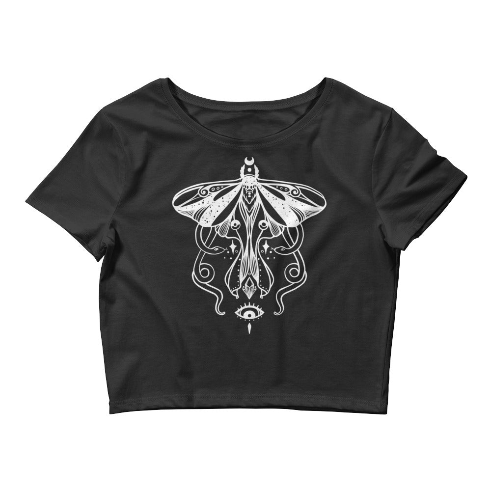 black luna moth crop top