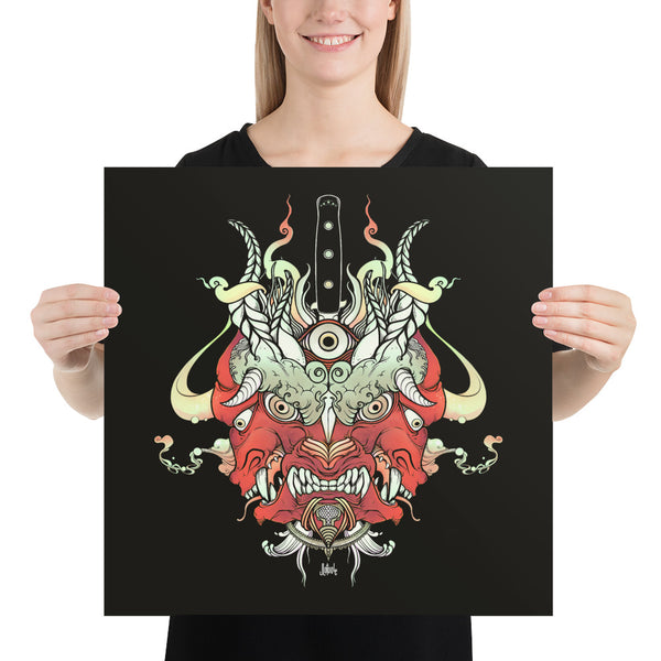 Oni Demon Face, Matte Art Print Poster