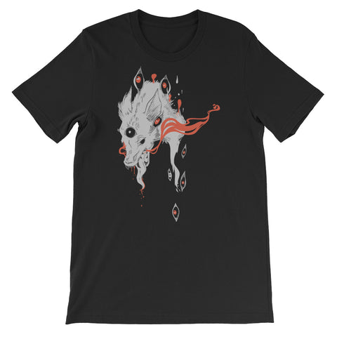 Magic Wolf With Third Eye, Black Unisex T-Shirt