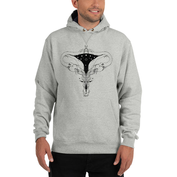 Snake Uterus Lilith, Hoodie, Gray Light Steel
