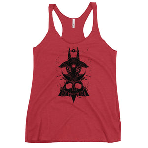 Goat & Skull, Ladies Racerback Tank Top, Vintage Red