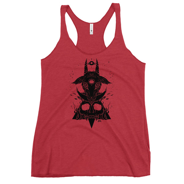 Goat & Skull, Ladies Racerback Tank Top, Vintage Red