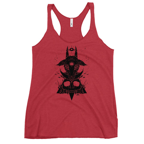 Goat & Skull, Ladies Racerback Tank Top, Vintage Red