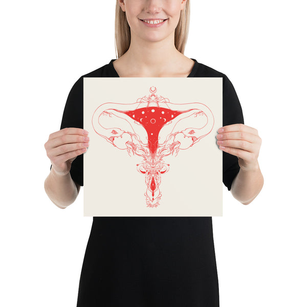 Snake Uterus Lilith, Outlines, Matte Art Print Poster