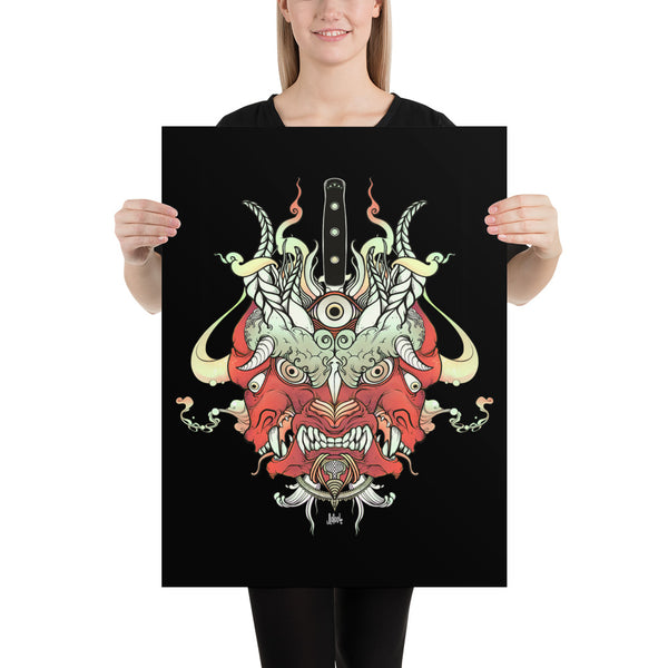 Oni Demon Face, Matte Art Print Poster