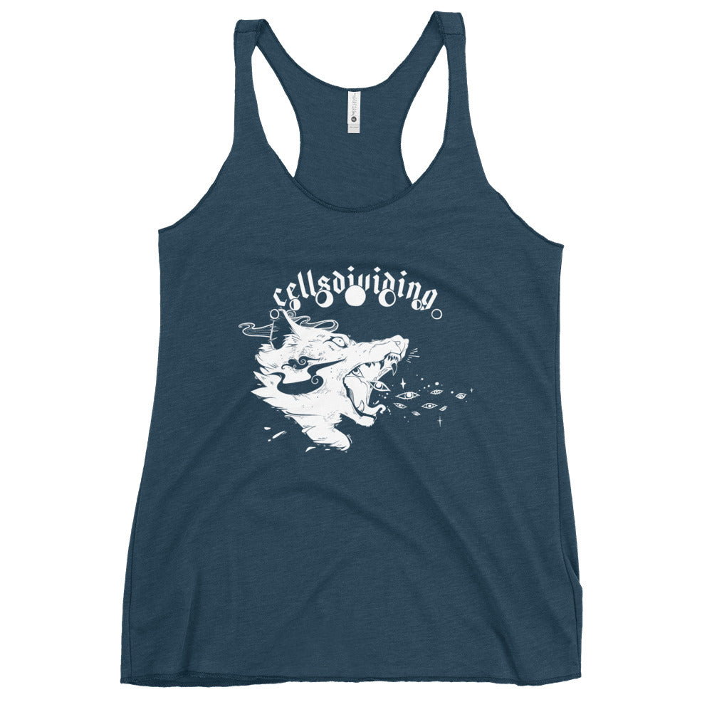 Wolf, Ladies Racerback Tank Top, Indigo