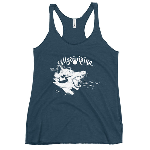 Wolf, Ladies Racerback Tank Top, Indigo